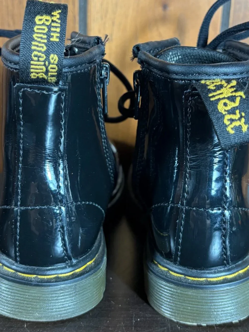 Dr. Martens 1460 T Kids Unisex Black Combat Side Zipper Boots Sz 9 US/ 8UK/26 EU